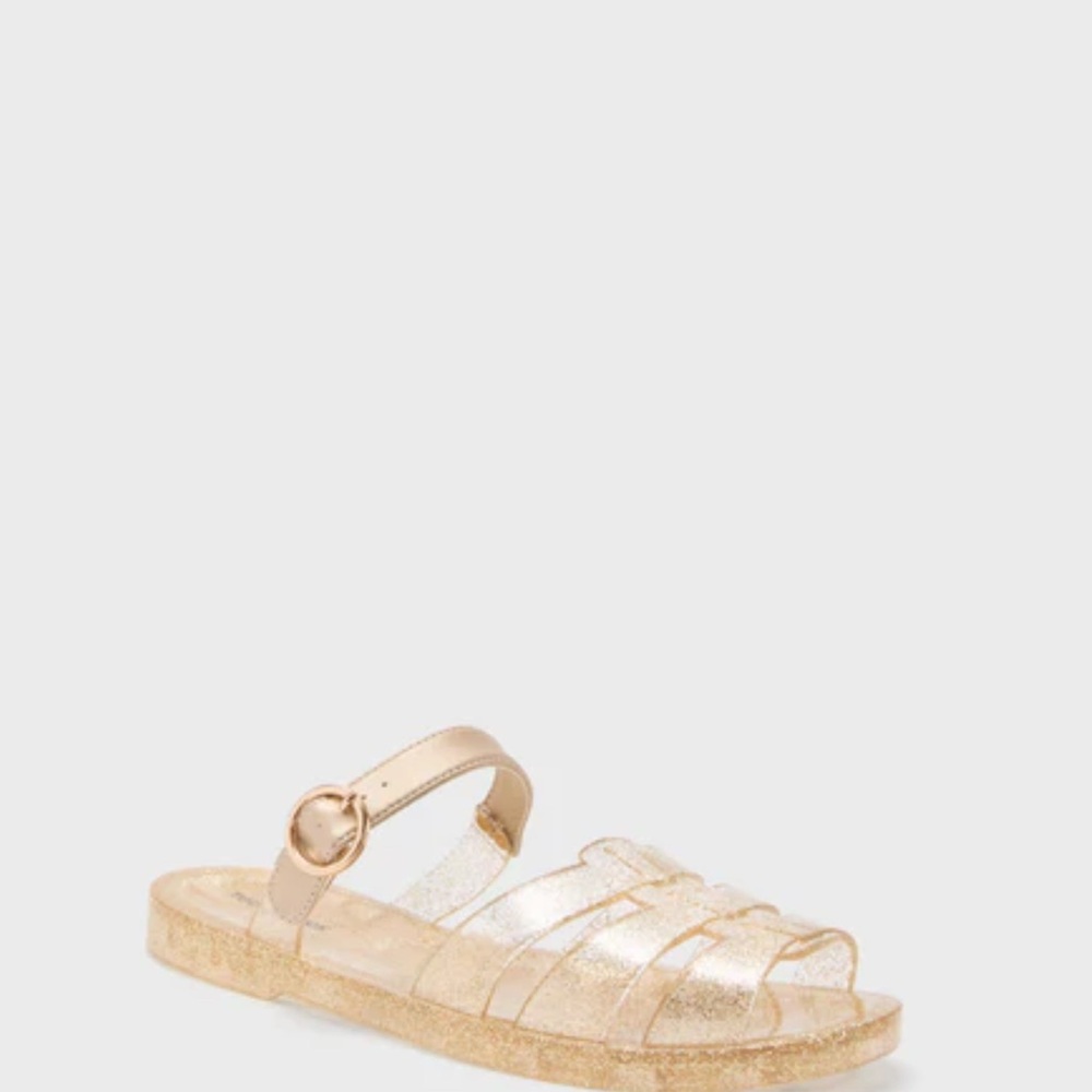 Tuckernuck Champagne Glitter Riley Jelly Sandals - size 8